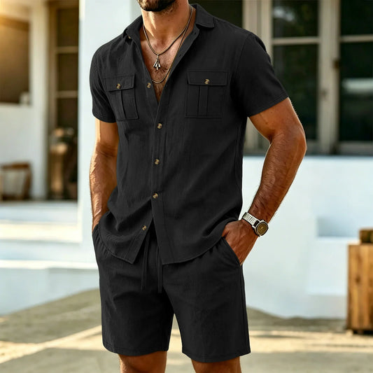 Cazel | Ensemble décontracté en lin pour homme, idéal par temps chaud